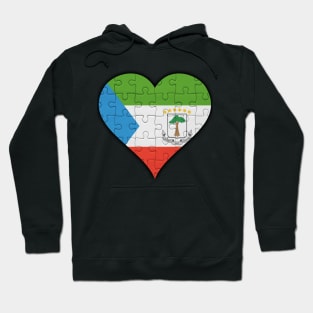 Equatorial Guinean Jigsaw Puzzle Heart Design - Gift for Equatorial Guinean With Equatorial Guinea Roots Hoodie